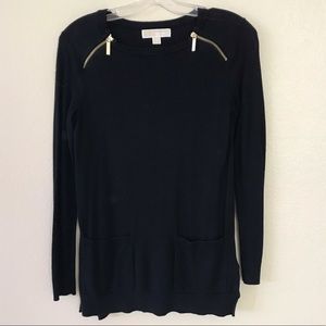 Michael kors black sweater with gold zippers